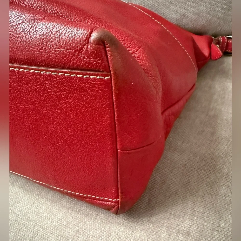 Dooney&Bourke Red Dillen Pebbled Leather Satchel Shoulder Bag